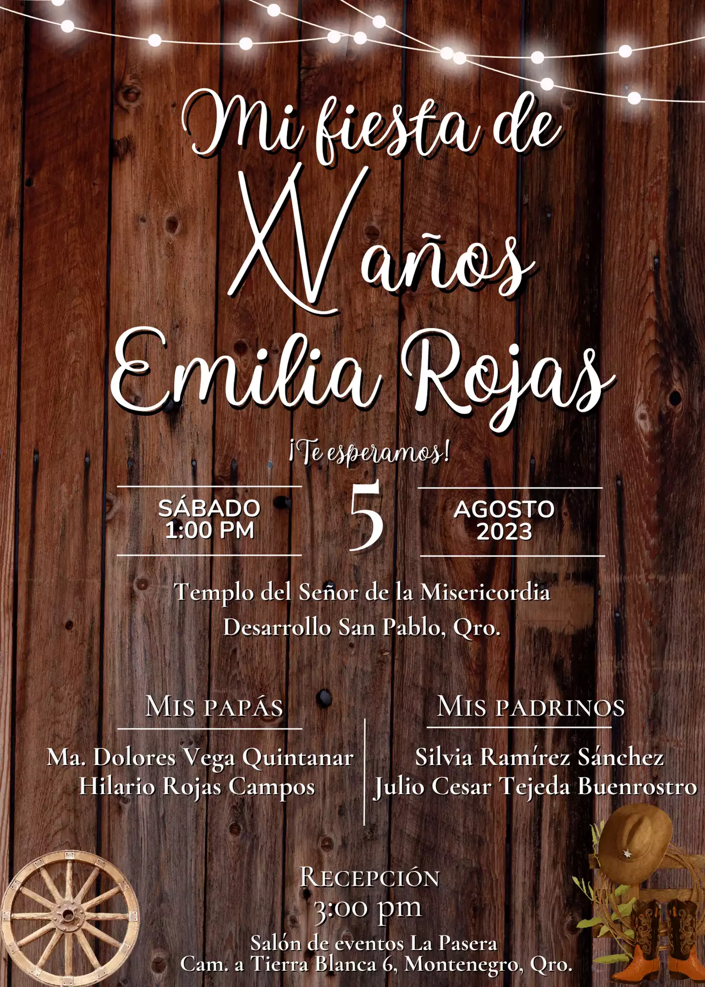 Imagen de la invitacion a la fiesta de Emilia